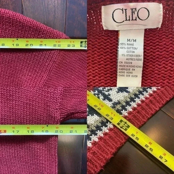 Vintage  Cleo Cardigan Animal Embroidered Grandma Sweater Red Blue Size Medium - Picture 13 of 16